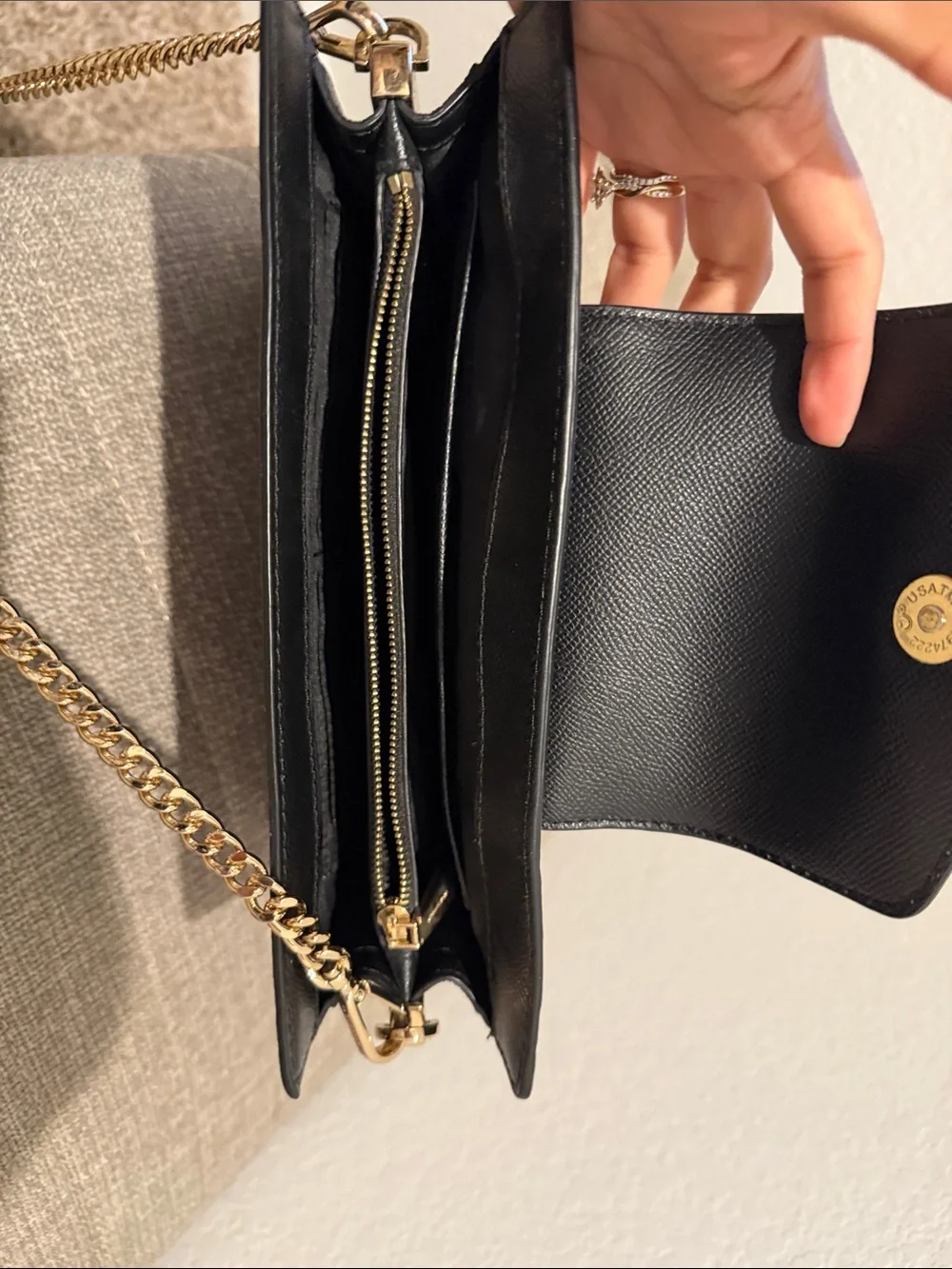 Michael Kors Black Crossbody with Gold Chain Strap